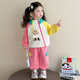 女童秋季套裝2025新款洋氣兒童衣服1-3春秋小女孩拼色兩件套3-6歲 粉色 常規 110 cm