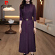 皮爾卡丹（pierre cardin）2025新款高端洋氣媽媽連衣裙冬裝加厚長(cháng)袖配大衣 紫色 (現貨現發(fā)) 2XL 126-135斤