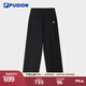FILA FUSION斐樂(lè )潮牌梭織長(cháng)褲女2025夏季新款時(shí)尚休閑寬松直筒褲 正黑色-BK M 165/66A/M