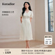 珂萊蒂爾【玫瑰裙】2025夏季新款優(yōu)雅蕾絲花紋短袖連衣裙女修身裙 淡橙黃 2XL