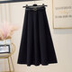 菲尼東爵半身裙秋冬女a(chǎn)字冬裙中長(cháng)款百褶裙2025新款赫本風(fēng)級感毛呢長(cháng)裙 黑色+腰帶 M _95到110斤
