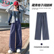 浪莎復(fù)古格子褲女秋季2025新款高腰慵懶風(fēng)寬松顯瘦直筒遛彎休閑闊腿褲