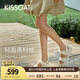 KISSCAT接吻貓【錢幣】厚底沙灘涼拖25夏新增高魔術貼運動涼鞋女 白色 -羊皮 37