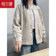 柯蘭娜燈芯絨拼接外套美式復古秋冬棒球服2025設計感寬松休閑上衣女 燕麥色 L 建議110-125斤