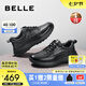 百麗七夕節(jié)男鞋戶外休閑鞋夏季網(wǎng)面透氣牛皮商務(wù)運動健步鞋子A1354AM4 黑色-絨里 43 (265mm)