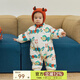 papa爬爬冬季新款男女寶寶夾棉連體衣嬰兒爬服加厚衣服保暖新年服 米白 90cm