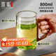 雅集加厚耐熱玻璃杯月牙茶隔大容量豪飲杯800ml帶把男士過(guò)濾泡茶水杯