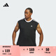 adidas速干簡約舒適無袖籃球運動圓領背心男裝阿迪達斯官方 黑色/白 XL