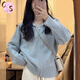 CS.LION奶藍連帽針織衫外套女秋冬新款2025春季上衣短款慵懶毛衣開(kāi)衫女裝 藍色 L 建議100-110斤