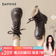 達(dá)芙妮（DAPHNE）馬丁靴女英倫風(fēng)增高防滑踝靴品牌女靴百搭厚底短靴2024冬季 棕色厚絨 37 標(biāo)準(zhǔn)碼