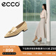 愛步（ECCO）女鞋單鞋 夏季流蘇尖頭皮鞋軟底平底鞋低跟鞋 型塑214283 裸色21428301211 35