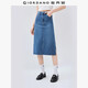 佐丹奴裙子女純棉磨白側(cè)開(kāi)叉牛仔裙顯瘦中腰牛仔半身裙女13465210