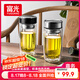 富光雙層玻璃杯 高硼硅玻璃泡茶杯 大容量帶茶隔水杯商務(wù)杯子男590ml