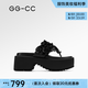 GG-CC【趙昭儀同款】仲夏繁花夏季厚底拖鞋女小眾優(yōu)雅夾趾拖鞋G25S7646 黑色 8厘米超厚底款 37