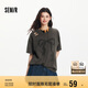 森馬（Semir）短袖T恤女中長款做舊oversize夏2025蝴蝶結破洞衣服109325100036