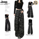 JEEP SPIRIT美式復古迷彩闊腿牛仔褲女春夏季2026新款寬松直筒高腰工裝褲子 灰色建議165cm以下/今年流行 M 建議95-105斤