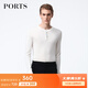 PORTS寶姿男裝毛衣絲絨混紡半開(kāi)襟鈕扣套頭毛衣男上衣MV9K041DKI001 WHITE L L