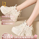 OLJ奢侈高端品牌女鞋內(nèi)增高運(yùn)動(dòng)老爹鞋2025新款通勤時(shí)尚百搭休閑板鞋 白色 36