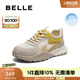 百麗（Belle）靚麗撞色阿甘鞋女2025秋新商場同款舒適透氣休閑鞋E3B1DCM5 米色/黃 35 (225mm)