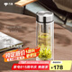 萬象（WANXIANG）雙層玻璃杯V49RL商務辦公鈦銀色禮盒裝帶濾網(wǎng)泡茶杯情侶便攜水杯