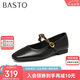 百思圖25春簡約復(fù)古瑪麗珍鞋方跟女單鞋M1107AQ5 黑色 38