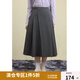 獨束大碼女裝簡約知性半身裙女2024冬裝新款高腰顯瘦遮胯A字裙子 巖灰 L (尺碼：2) (尺碼：2)
