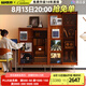 小萬家具北歐實木書柜家用玻璃門書架展示柜書房雜志柜儲物柜 莫古書柜-小號