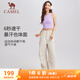 駱駝（CAMEL）速干防曬運動褲男女款寬松傘兵工裝褲 C24CR1L7658A 橡木灰 M