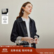茵曼拼接條紋原色短牛仔外套2025秋女裝新款復(fù)古上衣 深藍(lán)色 S