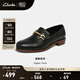 Clarks其樂女鞋樂福鞋女復(fù)古小皮鞋單鞋通勤平底鞋豆豆鞋鞋子 黑色 建議拍小半碼 36