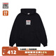 VISION STREET WEAR  經(jīng)典小BOXLOGO重磅寬松連帽套頭衛(wèi)衣男女同款情侶款 黑色 S
