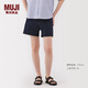 無(wú)印良品（MUJI）女式 木棉混 牛仔短褲女款褲子25年夏季丹寧回潮女裝BE1VKA5S 深藏青色 S （155/62A）