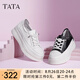 他她（TATA）小白鞋女厚底運動薄款鞋女舒適透氣板鞋春秋新款女鞋WJN08AM4 黑白 37