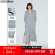 COCOBELLA氣質(zhì)灰簡約長袖連衣裙優(yōu)雅氣質(zhì)通勤兩穿外套開衫FR0048 氣質(zhì)藍調(diào) S