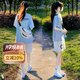 莞町青少年初中生女套裝女大童夏季套裝12-15歲女孩衣服2025年新款 藍(lán)色上衣+褲子 【兩件套】 160 M【建議80-100斤】