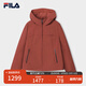 FILA 斐樂官方女士梭織外套2025秋新款休閑簡約時尚寬松連帽上衣 深瑞酒紅-WI L 170/88A/L
