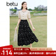 百圖betu女裝春夏新款半身裙法式優(yōu)雅印花高腰中長半裙女2403T77 黑色 M