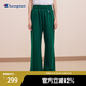 Champion冠軍衛褲女2024秋季新款刺繡小C logo休閑直筒褲簡(jiǎn)約褲子 深綠色 L