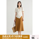 獨(dú)束大碼女裝設(shè)計(jì)感簡(jiǎn)約顯瘦收腰T恤微胖MM夏日時(shí)髦百搭短袖上衣 奶油乳酪 XL (尺碼：3)