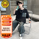 G.DUCKKIDS小黃鴨男童夏裝套裝2025新款夏季男孩酷帥運動(dòng)兒童炸街短袖洋氣兩 黑色 140