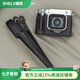 攝侶富士gfx100rf保護(hù)套x100vi手柄皮套x100rf相機(jī)套xm5相機(jī)包xt50手柄保護(hù)殼xt30二代底座肩帶配件 GFX100RF經(jīng)典黑真皮保護(hù)套+墊肩牛皮肩帶