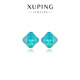 XUPING旭平首飾仿水晶時(shí)尚氣質(zhì)通勤百搭肥方耳釘送禮飾品 湖水綠