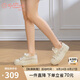 金利來（goldlion）女鞋休閑鞋增高透氣蕾絲網(wǎng)面松糕鞋板鞋女G688420260米白37