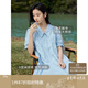 茵曼（INMAN）田園風(fēng)Polo領(lǐng)連衣裙女裝2025夏季新品泡泡袖裙子 淺水藍(lán)-新  XL