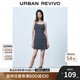 UR2025春季新款女度假法式碎花U領(lǐng)修身吊帶連衣裙UYY750013 墨藍印花 S