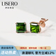 伊彩珠寶 天然綠碧璽耳釘18k金南非鉆石鑲嵌耳飾寶石耳墜耳環(huán) 綠碧璽耳釘一對/2.2克拉（贈硅膠耳堵一對）