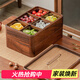 木雅軒干果盤(pán)實(shí)木干果盒瓜子糖果盤(pán)分格水果盤(pán)客廳干果收納盒果盤(pán)零食盤(pán) 胡桃木雙層+6玻璃碗
