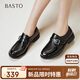 百思圖25牛津鞋時尚復(fù)古學(xué)院女單鞋BV305CA5 黑色 38