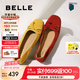百麗（Belle）舒芙蕾絨面平跟單鞋女2025秋新商場款羊皮軟底便鞋E1E1DCQ5預售 紅色 37