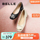百麗方扣高跟鞋女商場(chǎng)同款羊皮淺口單鞋Z8B1DCQ3 黑色 38